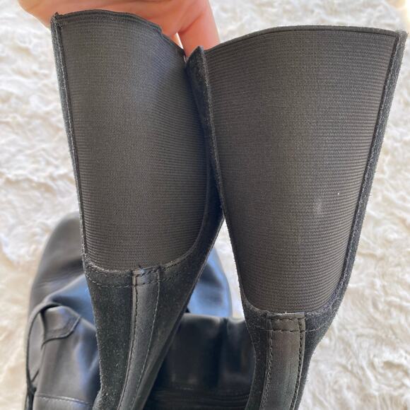 Clarks Women’s Knee High Ingalls Riding Boots 11 Black Leather Buckle Western - Picture 12 of 15